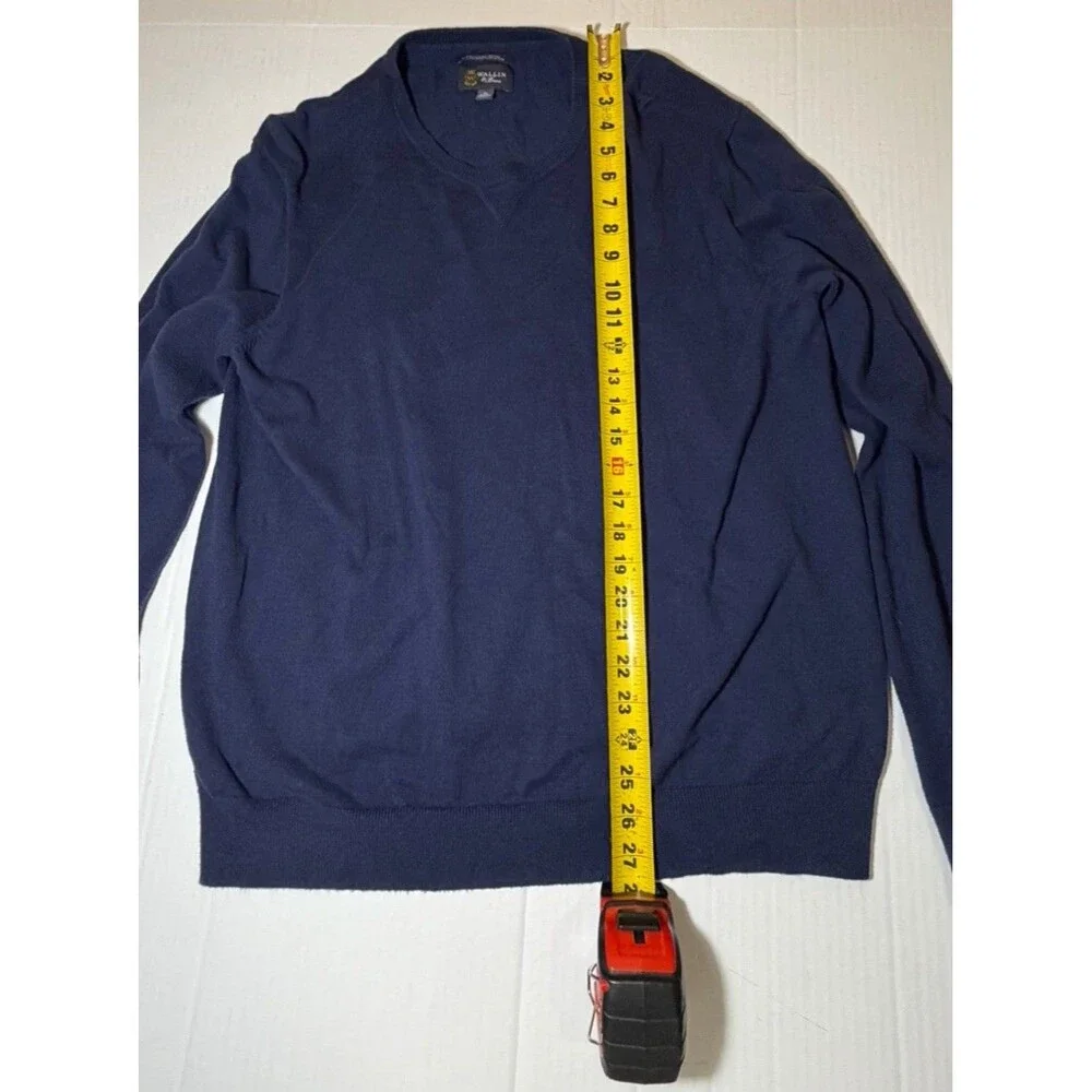 Wallin & Bros Mens XL Navy Cashmere Blend Crew Neck Sweater Knit Pullover
